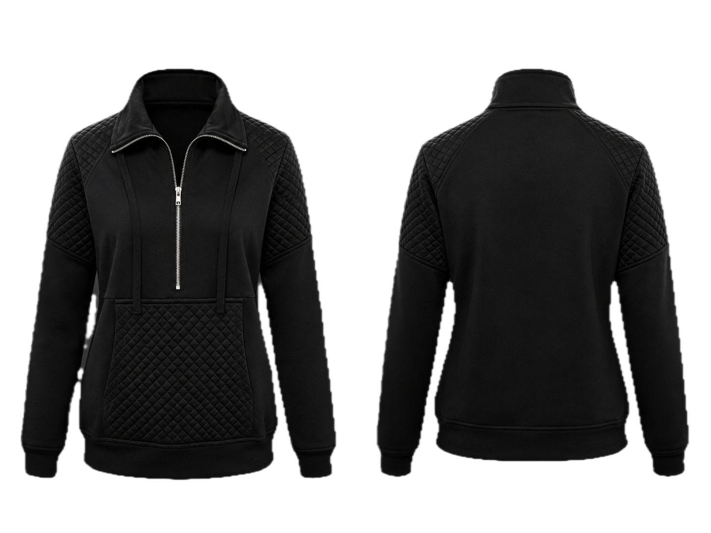 Black Quilted Pullover