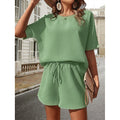 Green Waffle Short Set