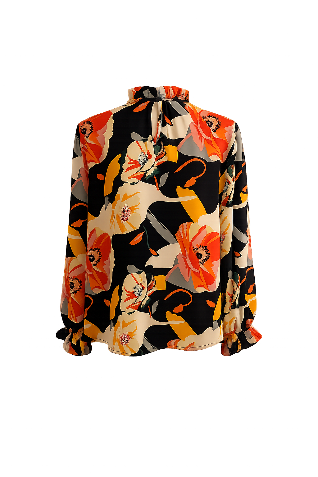 Black Floral Mock Neck