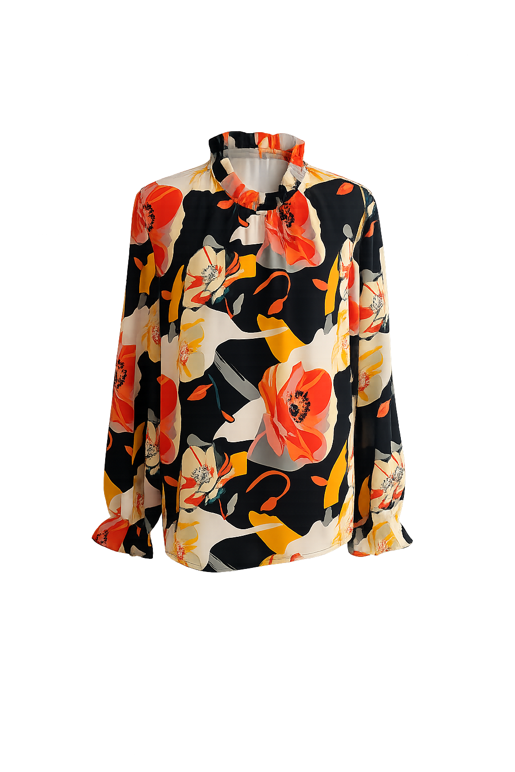 Black Floral Mock Neck