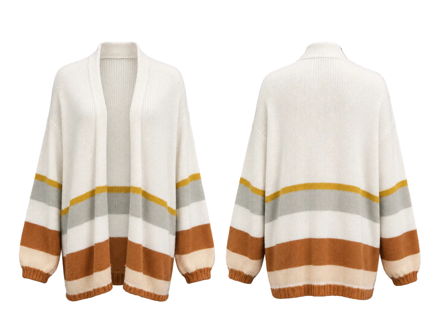 Beige Stripped Cardigan