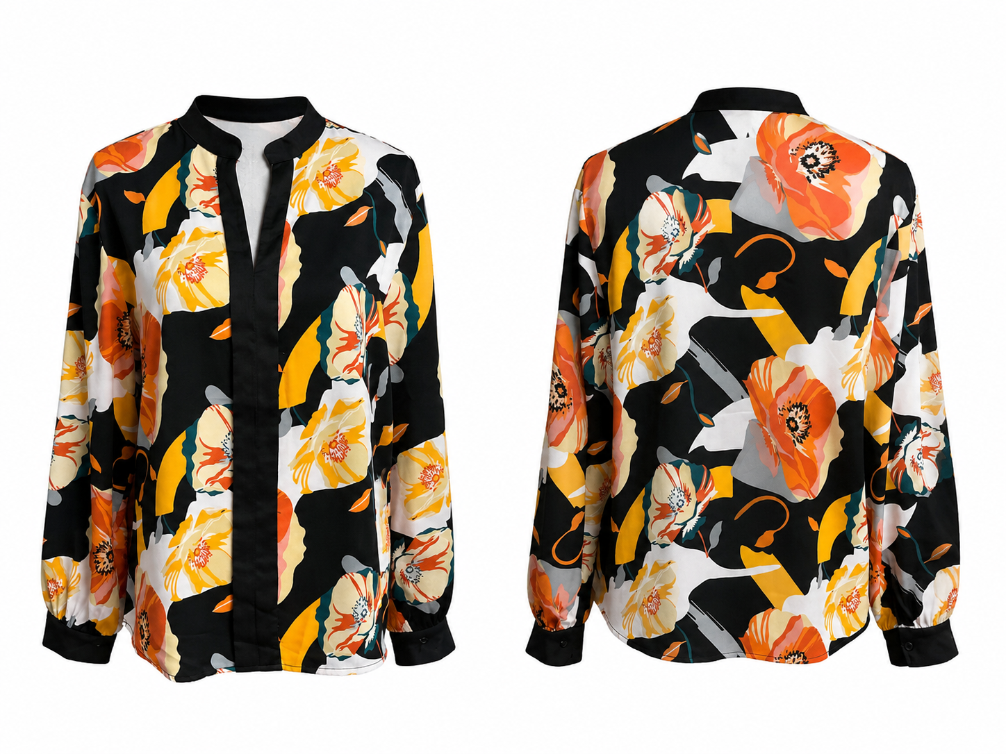 Back Floral V Neck
