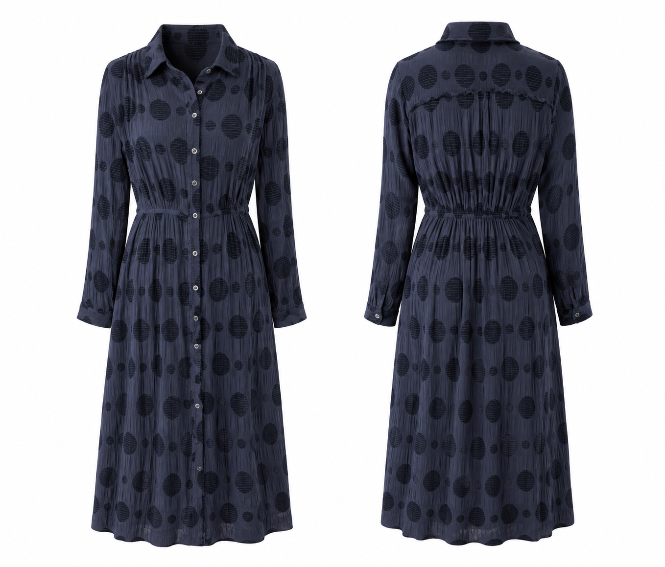 Navy Washed Solid Dotted