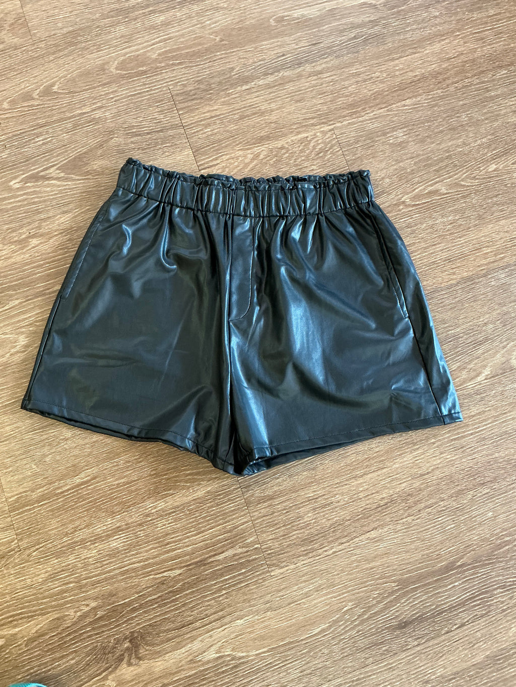 Black Faux Leather Shorts