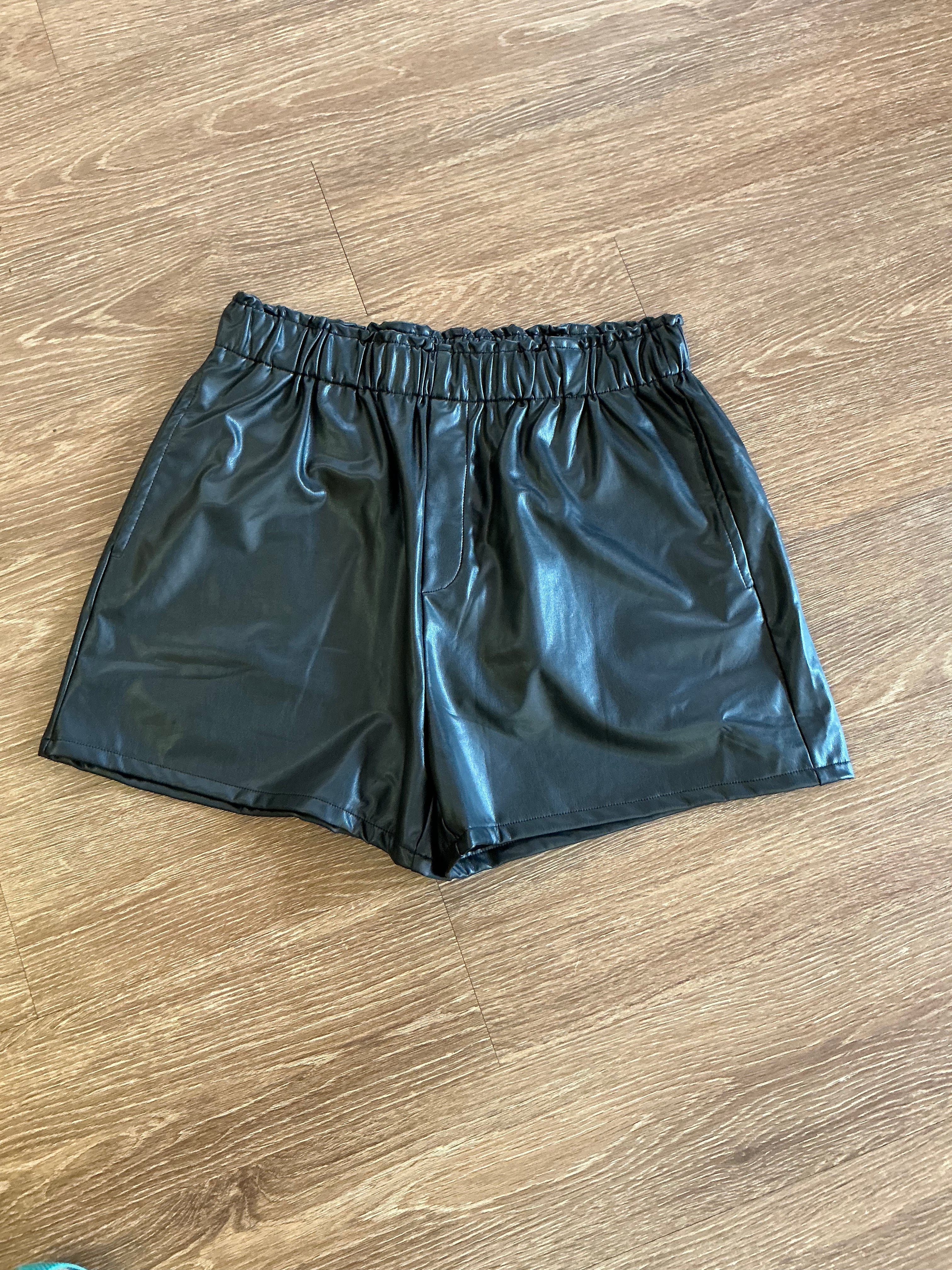 Black Faux Leather Shorts