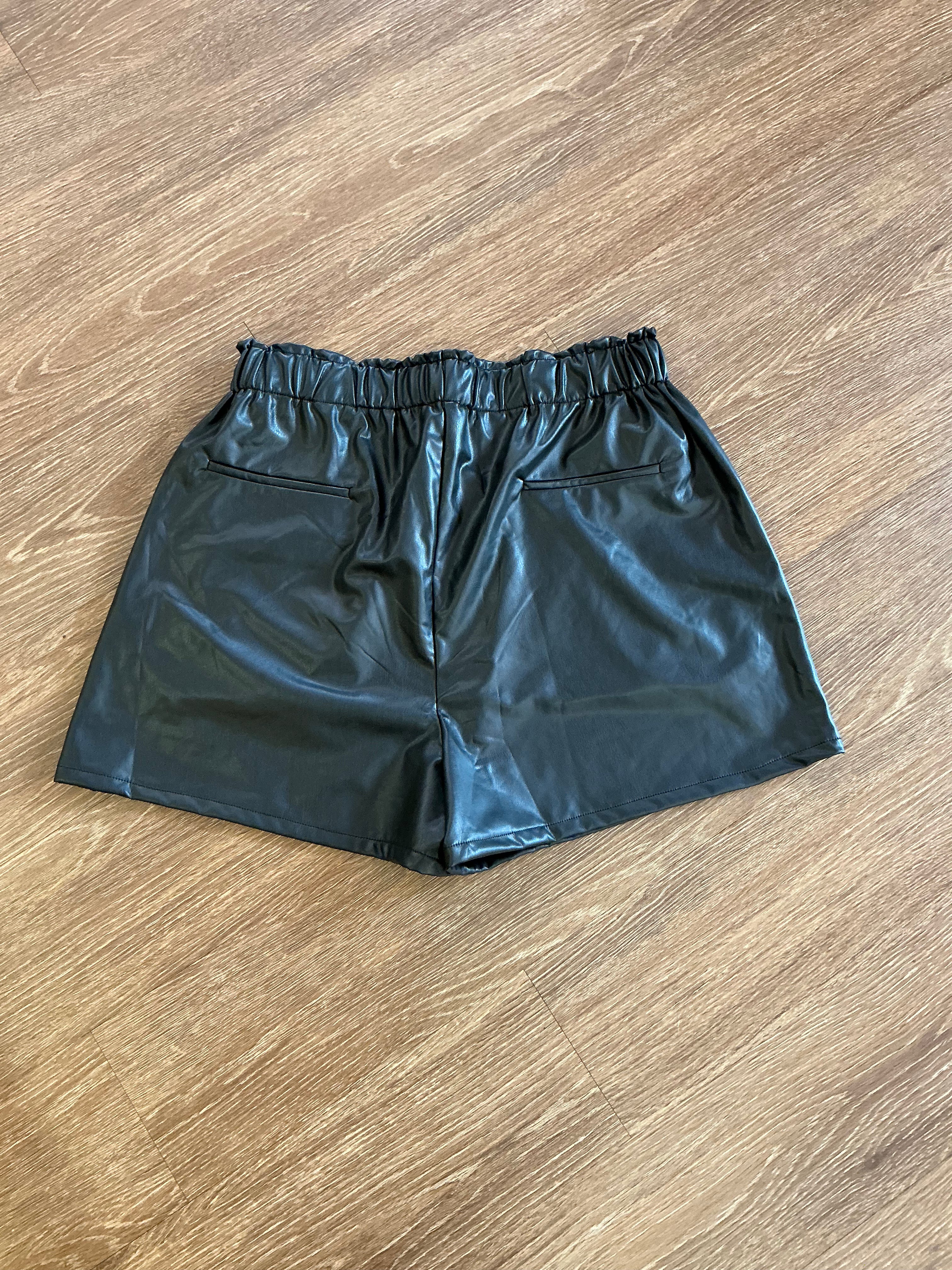 Black Faux Leather Shorts