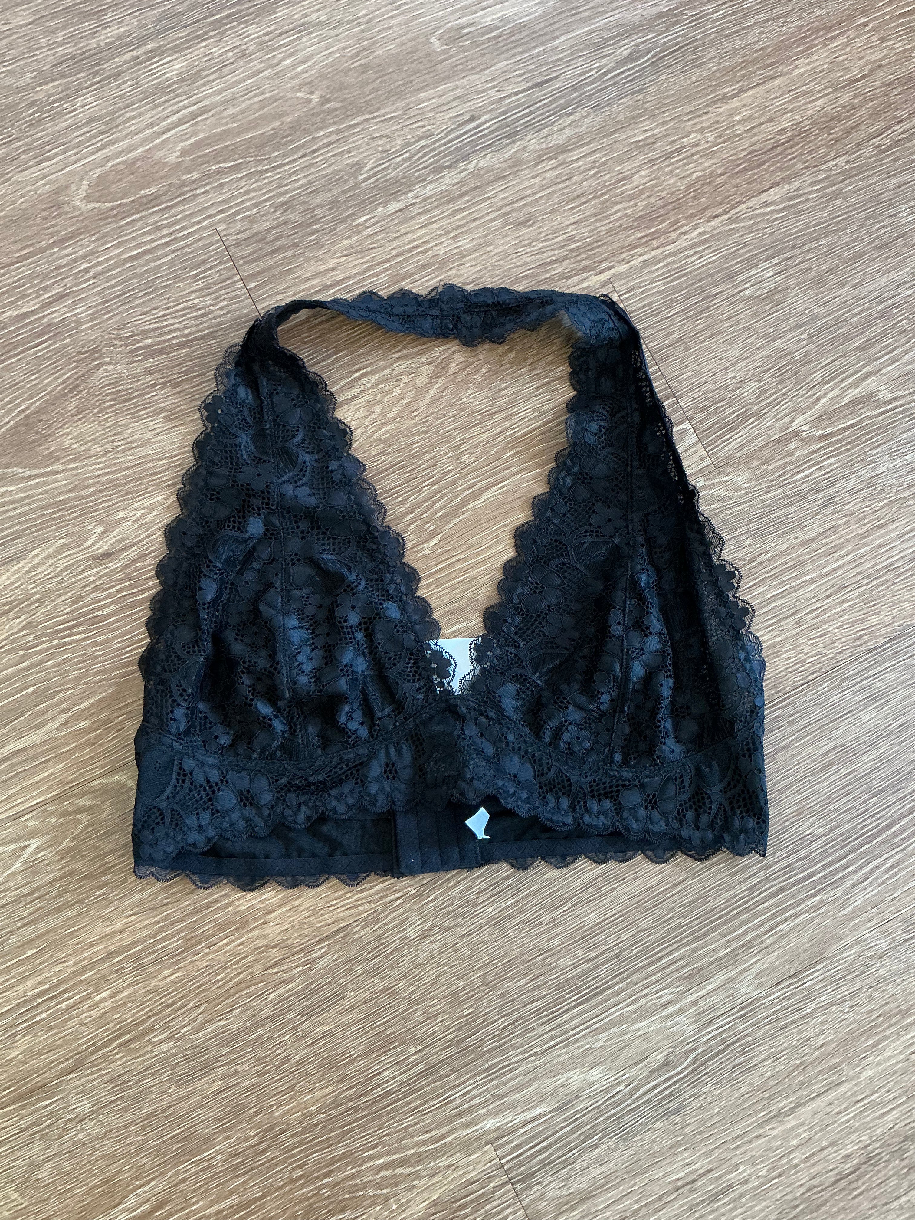 Black Lace Halter Bralette