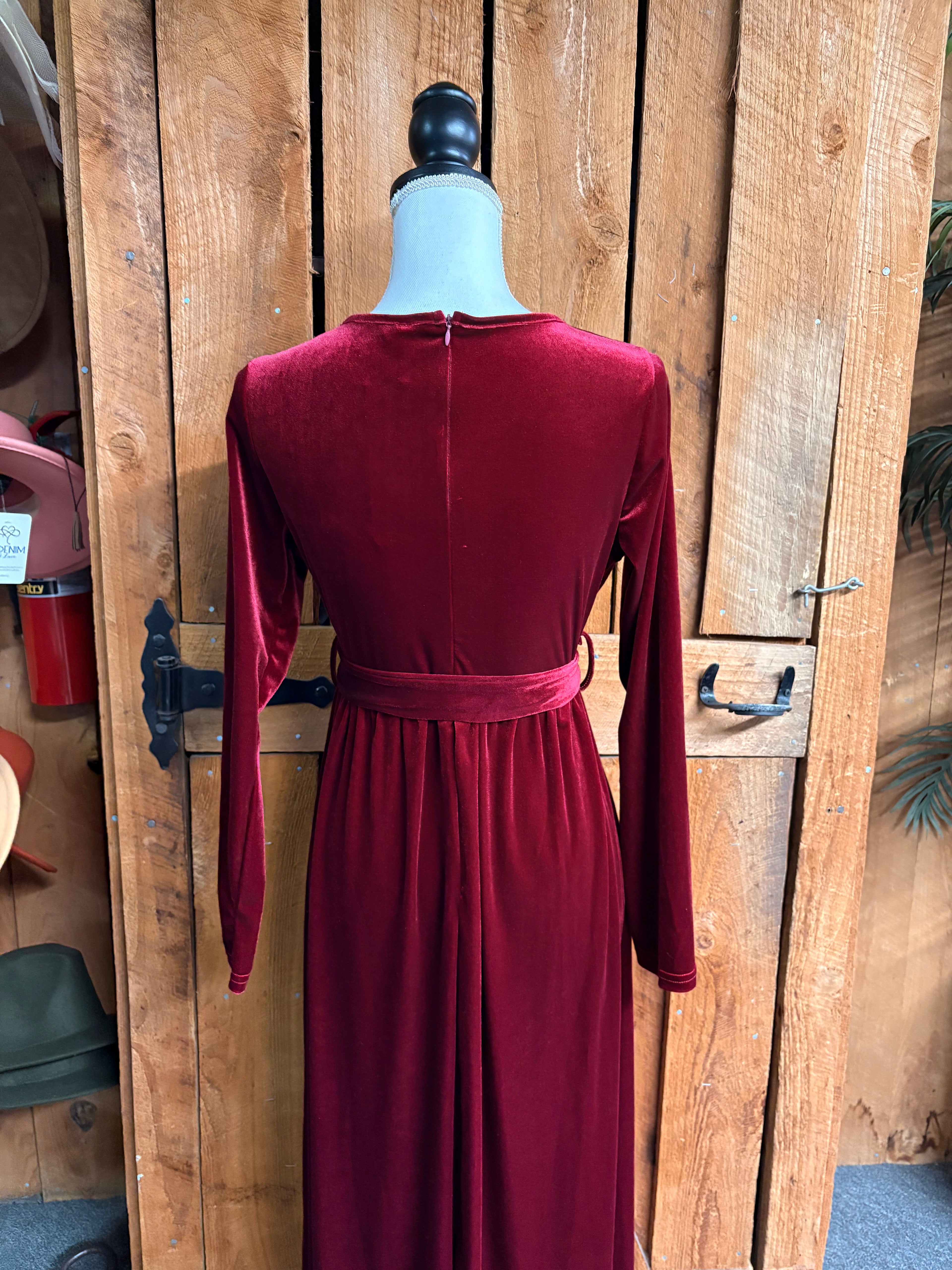 Red Velvet Maxi Dress