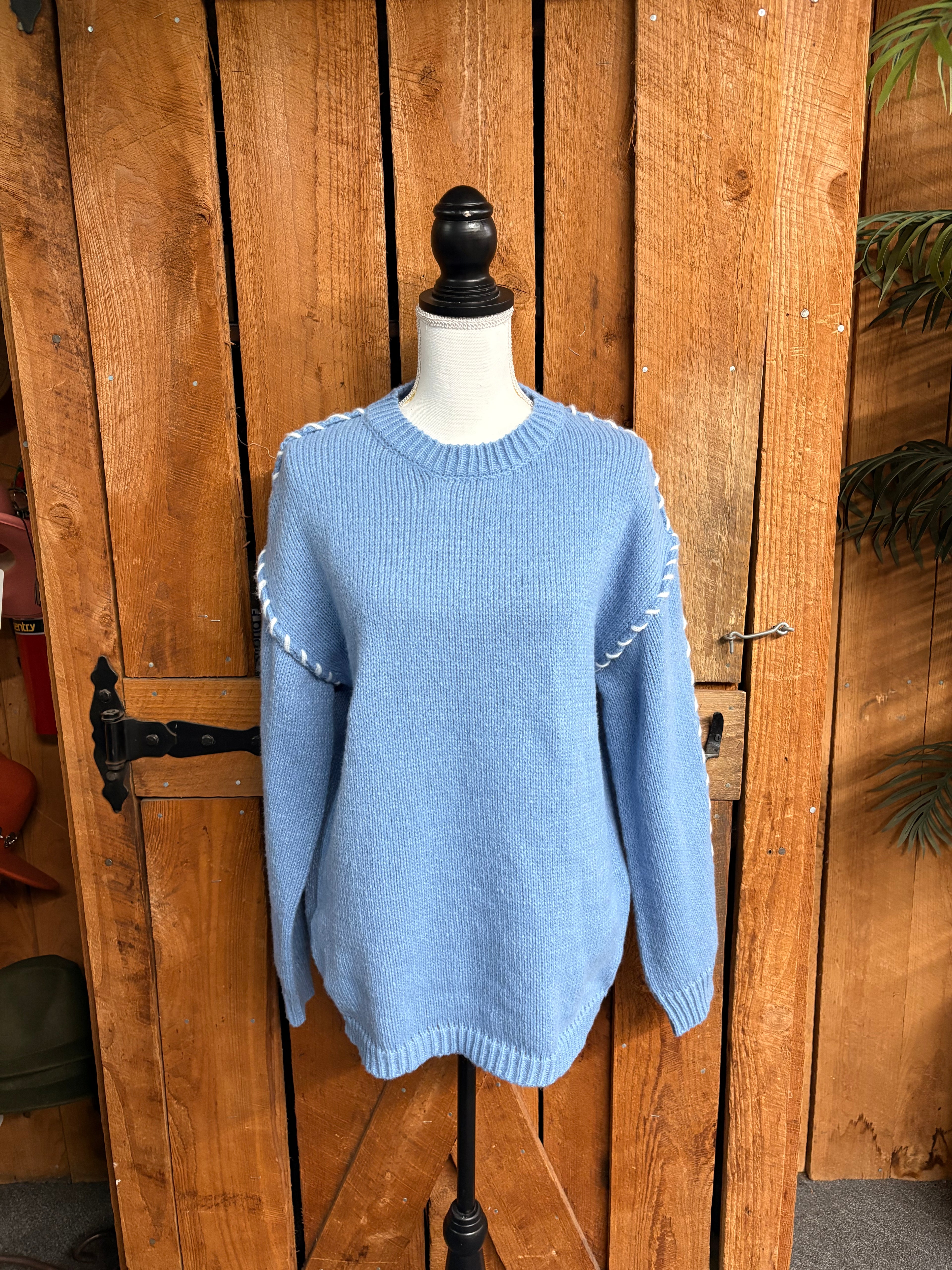 Blue Crew Neck Sweater