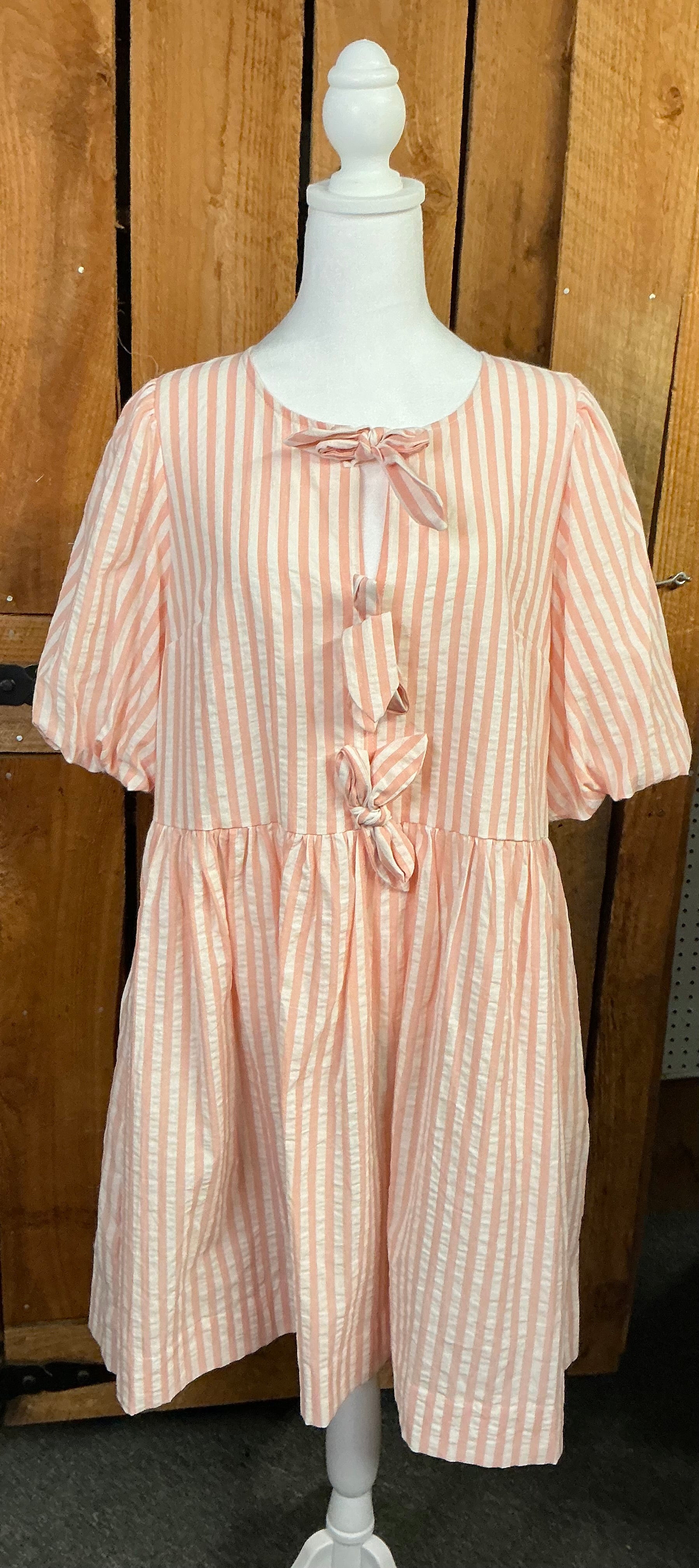 Coral Bow Mini Dress
