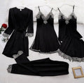 5 Piece Satin Pajama Set