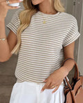 Apricot Striped Textured Knit