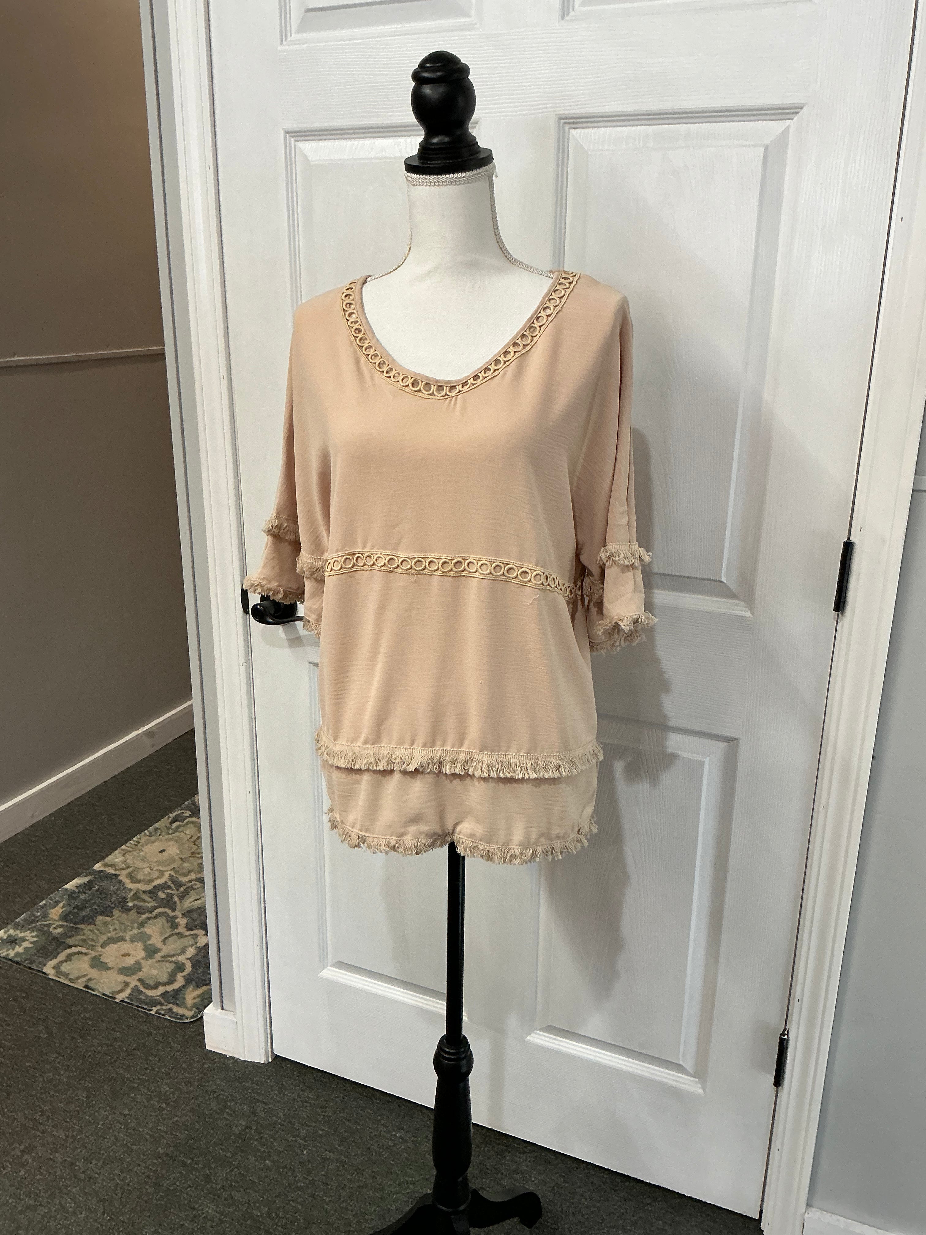 Khaki Boho V Neck