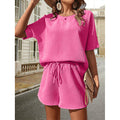 Pink Waffle Short Set