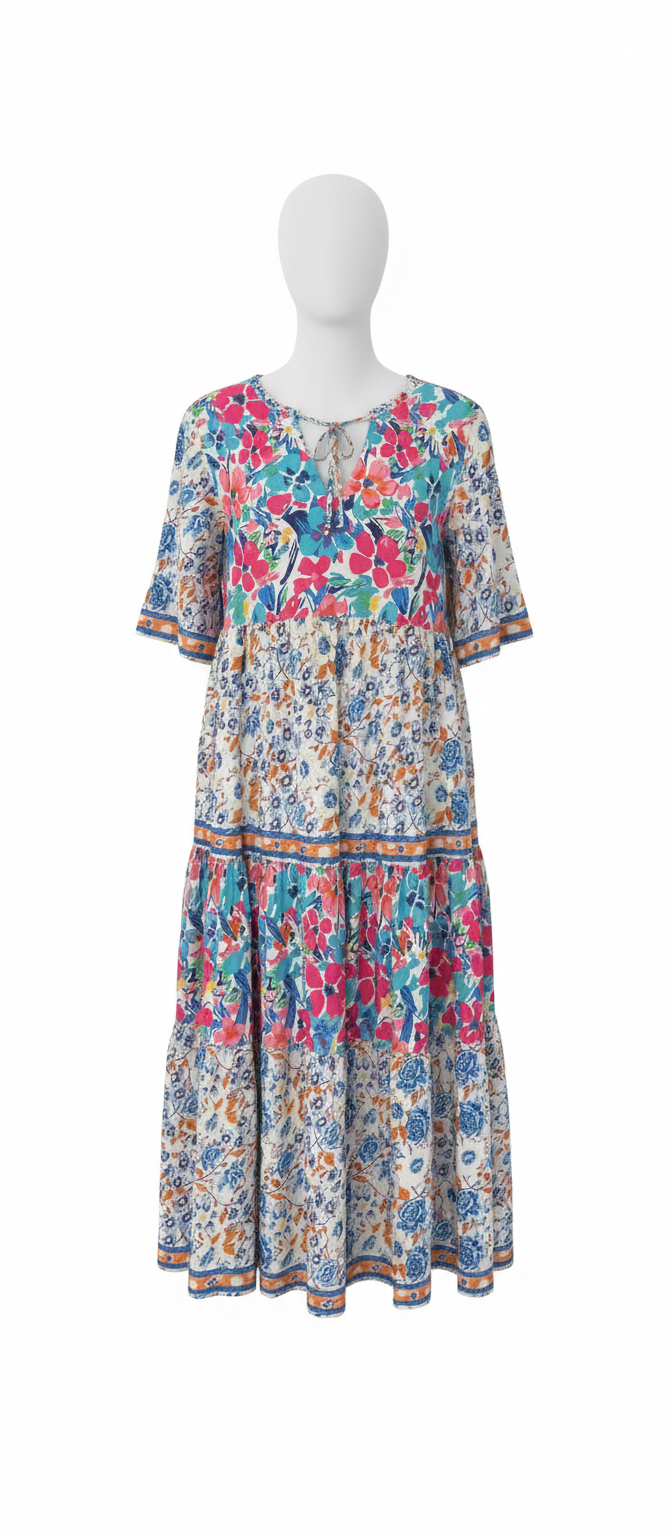 Blue Mixed Floral Dress
