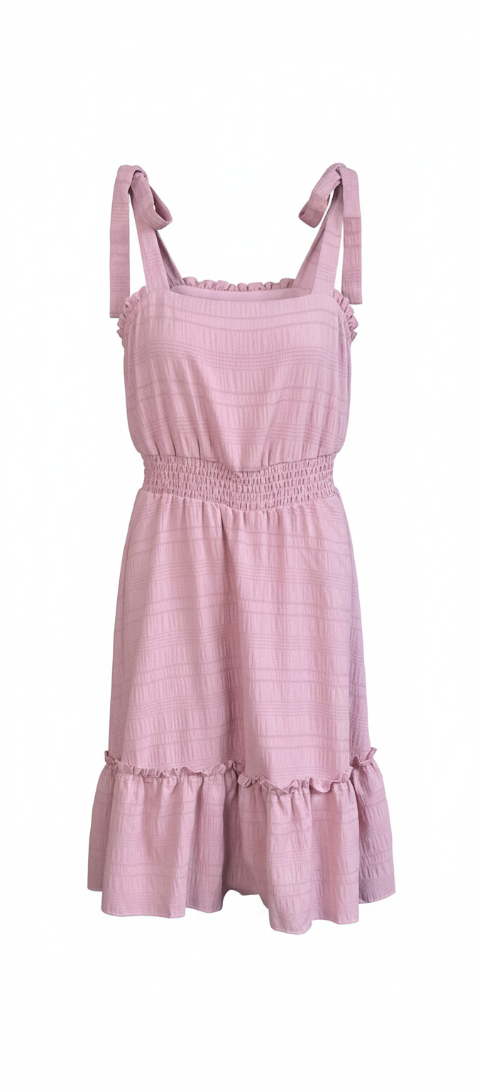 JN6854PNK Smocked Waist Dress