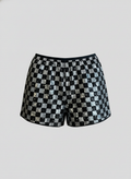 Silver Plaid Sequin Shorts