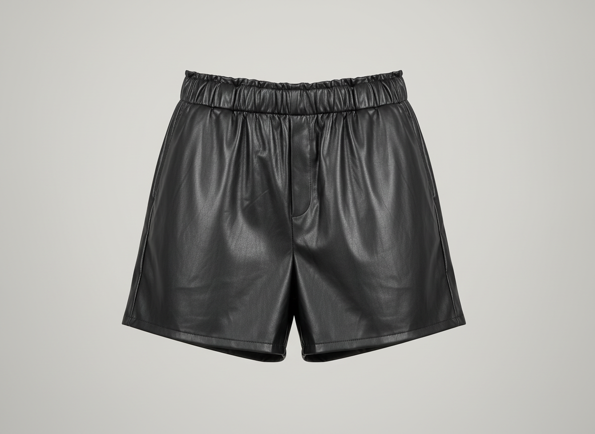 Black Faux Leather Shorts