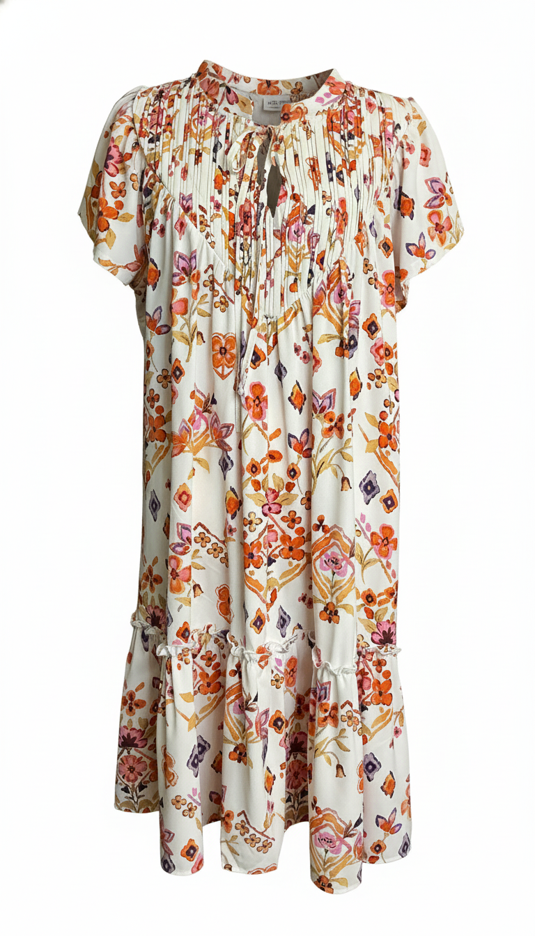 PB6122444 GEOMETRIC APRICOT DRESS